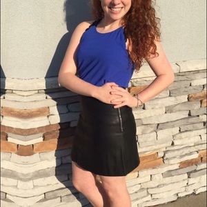 Black leather skater skirt